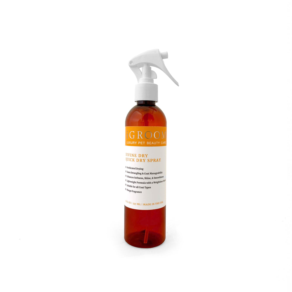 
                  
                    Bottle of iGroom  Divine dry dog spray on a white background
                  
                